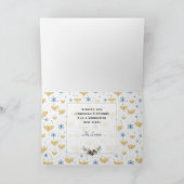 Blue & Gold Pattern Happy Hanukkah-fotokaart Feestdagen Kaart (Binnen)