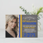 Blue & Gold Paw Afstuderen Aankondiging (Staand voorkant)