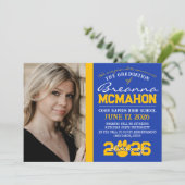 Blue & Gold Paw Afstuderen Aankondiging (Staand voorkant)