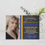 Blue & Gold Paw Afstuderen Aankondiging (Staand voorkant)