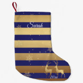 Blue Gold Peace Woodland Deer Kleine Kerstsok (Voorkant)