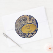Blue Gold Peacock Art Nouveau bruiloft Sticker (Envelop)