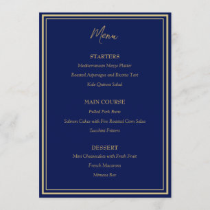 Blue Gold Peacock Indian Wedding Platte Menu