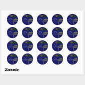 Blue & Gold Peacock Masquerade Party Custom Favor Ronde Sticker (Vel)