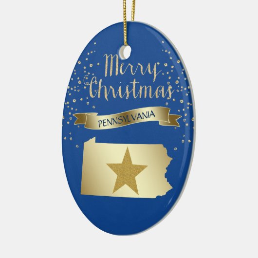 Blue Gold Pennsylvania Star Keramisch Ornament (Links)