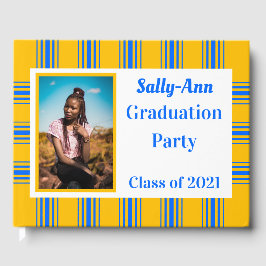 Blue Gold Photo Graduation Party Gastenboek