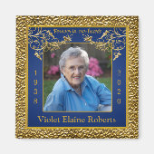 Blue, Gold Photo Template Memorial Magnet (Voorkant)