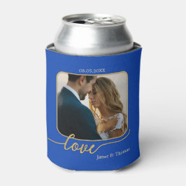 Blue Gold Photo Wedding Koelbox Blikjeskoeler