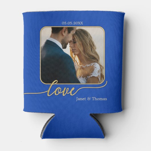 Blue Gold Photo Wedding Koelbox Blikjeskoeler (Voorkant)