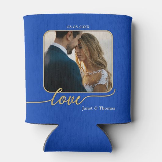 Blue Gold Photo Wedding Koelbox Blikjeskoeler (Achterkant)