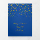 Blue & Gold Polka Dot, Baby shower Suite Drieluik Uitnodiging (Cover)