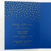 Blue & Gold Polka Dot, Baby shower Suite Drieluik Uitnodiging (Binnenzijde eerst)