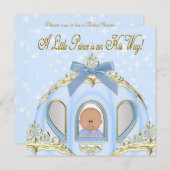 Blue & Gold Prince Afro-Amerikaans Baby shower Kaart (Voorkant / Achterkant)