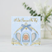 Blue & Gold Prince Afro-Amerikaans Baby shower Kaart (Staand voorkant)