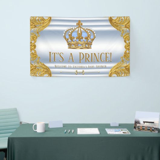 Blue Gold Prince Baby shower Banner (Beurs)