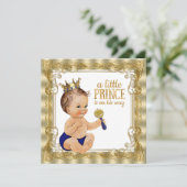 Blue Gold Prince Baby shower Kaart (Staand voorkant)