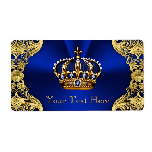 Blue Gold Prince Baby shower Waterfles Etiket (Voorkant)