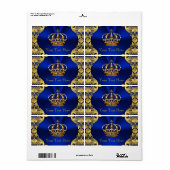Blue Gold Prince Baby shower Waterfles Etiket (Full Sheet)