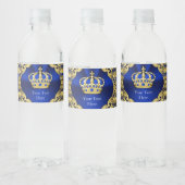 Blue Gold Prince Baby shower Waterflesetiketten Waterfles Etiket (Flessen)