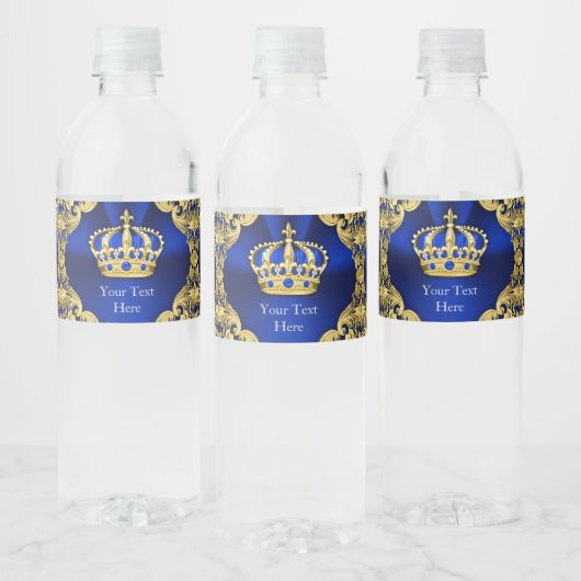Blue Gold Prince Baby shower Waterflesetiketten Waterfles Etiket (Flessen)
