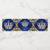 Blue Gold Prince Baby shower Waterflesetiketten Waterfles Etiket (Enkel label)