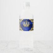 Blue Gold Prince Baby shower Waterflesetiketten Waterfles Etiket (Voorkant)