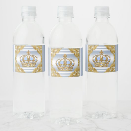 Blue Gold Prince Baby shower Waterflesetiketten Waterfles Etiket (Flessen)
