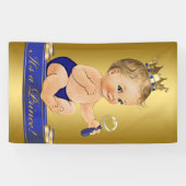 Blue Gold Prince Boy Baby shower Spandoek (Horizontaal)