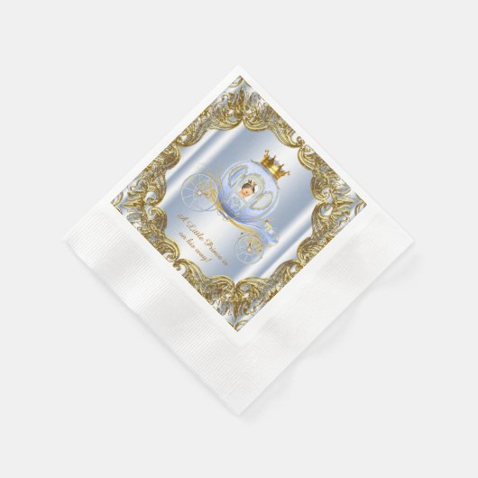 Blue Gold Prince Carriage Prince Baby shower Servetten (Hoek)
