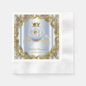 Blue Gold Prince Carriage Prince Baby shower Servetten (Voorkant)