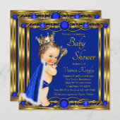 Blue Gold Prince Jewel Baby shower Kaart (Voorkant / Achterkant)