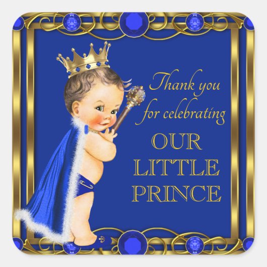 Blue Gold Prince Jewel Baby shower Stickers (Voorkant)