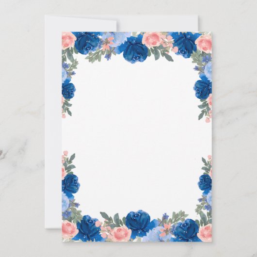 Blue Gold Princess Castle Quinceañera Uitnodiging (Achterkant)