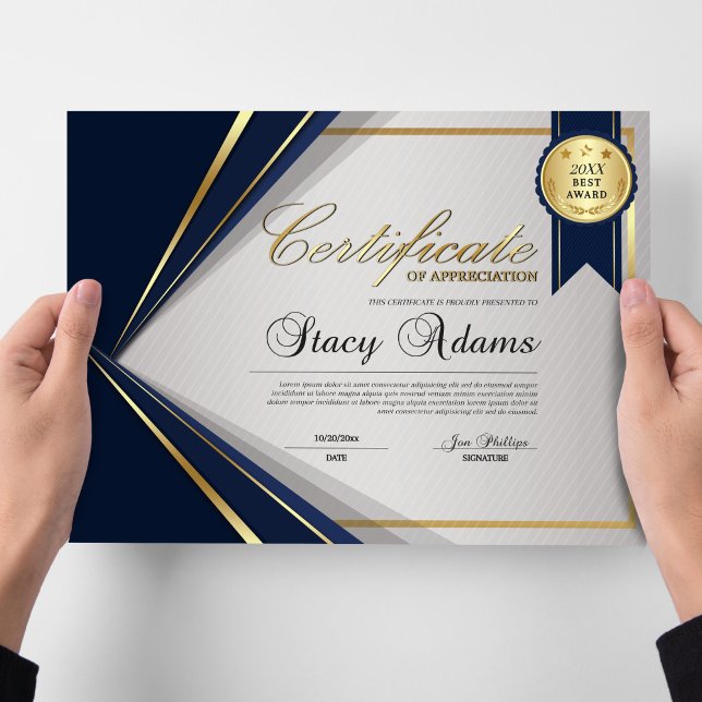 Blue & Gold Professional Certificate Award (Creator heeft geüpload)