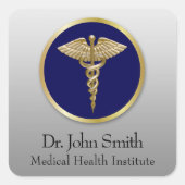 Blue Gold Professional Medical Caduceus Vierkante Sticker (Voorkant)