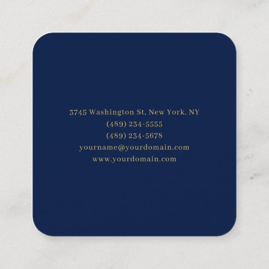 Blue Gold Professional Trendy Own Name Vierkante Visitekaartje (Achterkant)