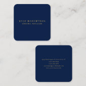 Blue Gold Professional Trendy Own Name Vierkante Visitekaartje (Voorkant / Achterkant)