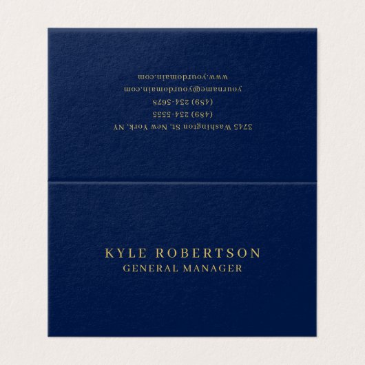 Blue Gold Professional Trendy Own Name Visitekaartje (Buitenkant ongevouwen)