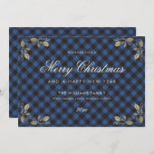 Blue Gold Pset Happy Nieuwjaarskaarten Feestdagenkaart (Voorkant / Achterkant)