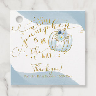 Blue Gold Pumpkin Herfst Baby shower Hartelijk dan Bedankjes Labels