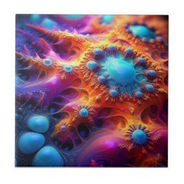 Blue Gold & Purple Psychedelic Fractal Tegeltje