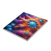 Blue Gold & Purple Psychedelic Fractal Tegeltje (Zijkant)