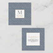 Blue Gold Raindrop Modern Trendy Monogram Vierkante Visitekaartje (Voorkant / Achterkant)
