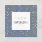 Blue Gold Raindrop Modern Trendy Monogram Vierkante Visitekaartje (Achterkant)