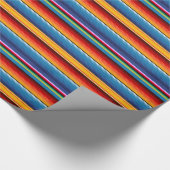 Blue Gold Red Mexican Sarape Cadeaupapier (Hoek)