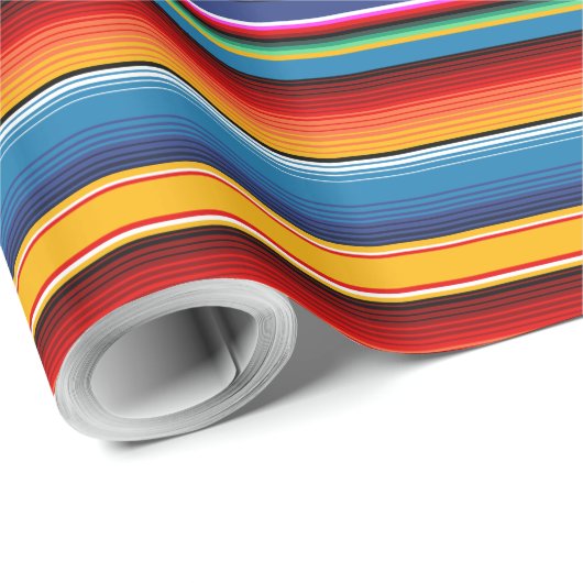 Blue Gold Red Mexican Sarape Cadeaupapier (Rol Hoek)