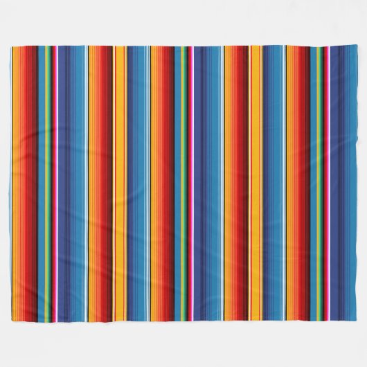 Blue Gold Red Mexican Sarape Fleece Deken (Voorkant (Horizontaal))
