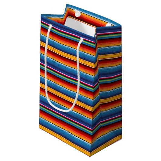 Blue Gold Red Mexican Sarape Klein Cadeauzakje (Voorkant Gekanteld)