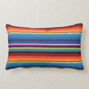 Blue Gold Red Mexican Sarape Kussen