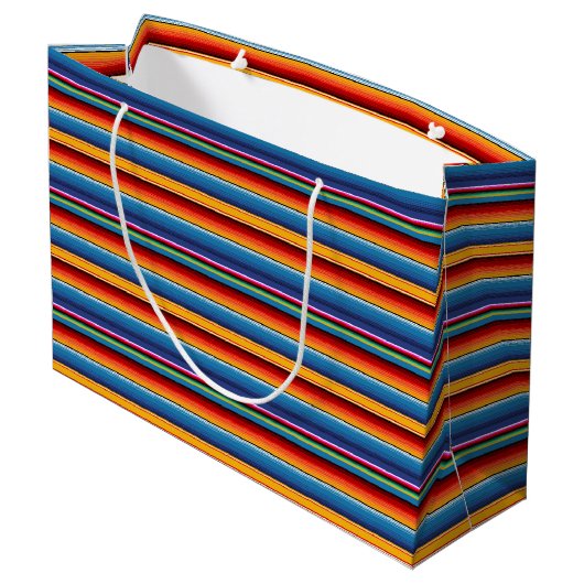 Blue Gold Red Mexican Sarape Large Cadeautasje (Achterkant Gekanteld)